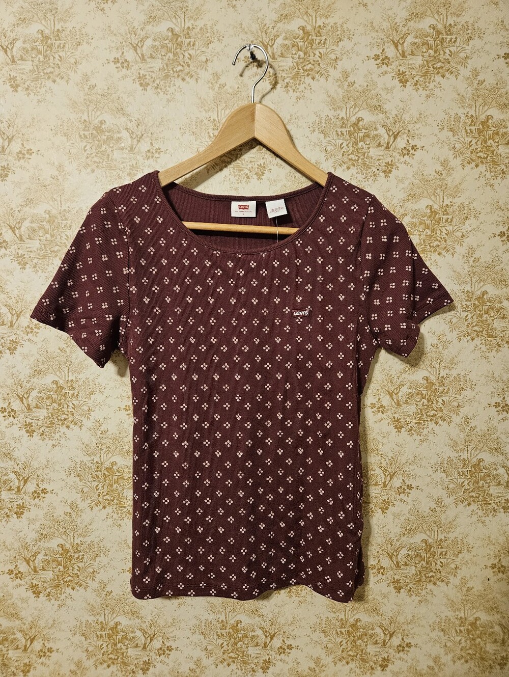 Levi's "Perfect Tee" Burgundy And White